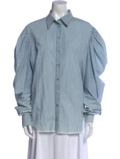 Pre-owned Marques' Almeida Long Sleeve Button-up Top In Blue
