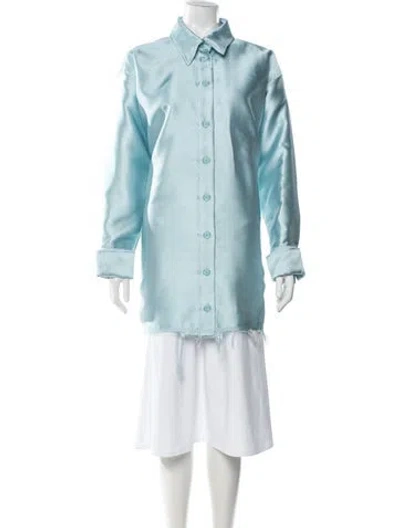 Pre-owned Marques' Almeida Long Sleeve Button-up Top In Blue
