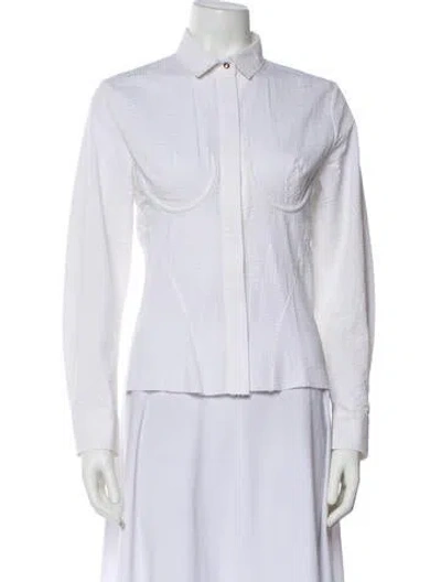 Pre-owned Marques' Almeida Long Sleeve Button-up Top In White