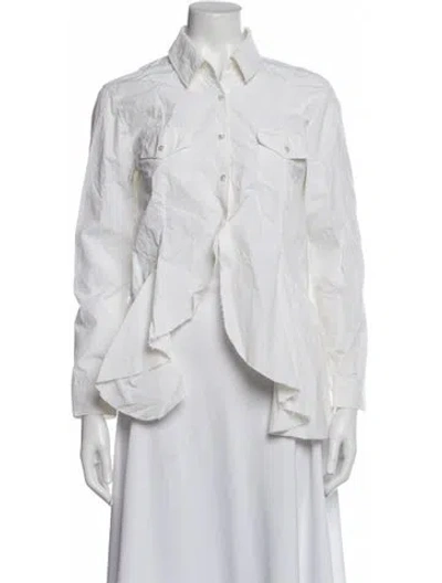 Pre-owned Marques' Almeida Long Sleeve Button-up Top In White