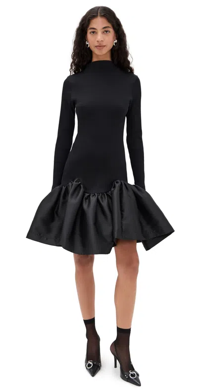 Marques' Almeida Long Sleeve Fitted Mini Dress With Drop Black