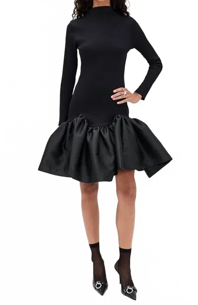 Marques' Almeida Long Sleeve Fitted Mini Dress With Drop In Black