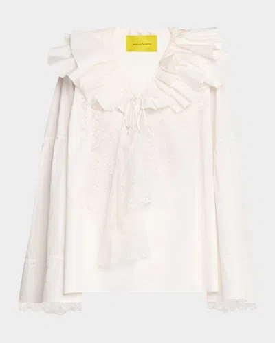 Marques' Almeida Long-sleeve Frilled Lace Shirt In White