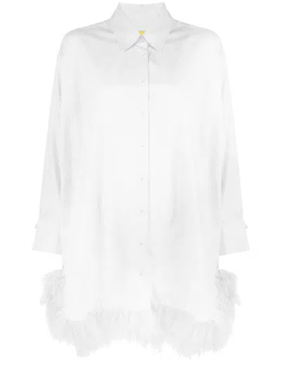 Marques' Almeida Feather-trim Cotton Midi Dress In White