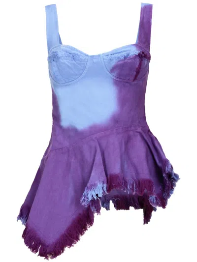 Marques' Almeida Tie-dye Denim Corset In Blue