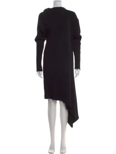 Pre-owned Marques' Almeida Merino Wool Long Dress In Black