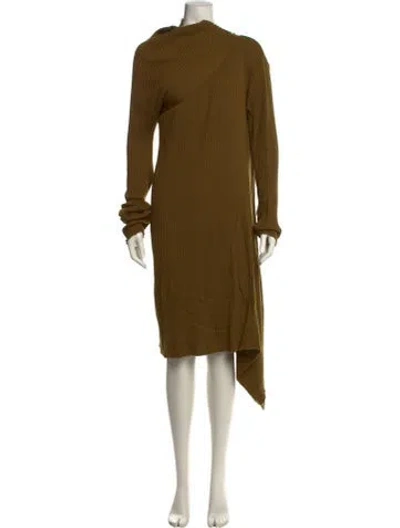 Pre-owned Marques' Almeida Merino Wool Midi Length Dress In Brown