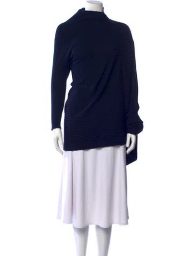 Pre-owned Marques' Almeida Merino Wool Mock Neck Sweater In Blue