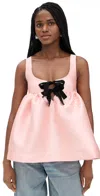 Marques' Almeida Mikado Baby Doll Top With Bow Ties Pink In Pink
