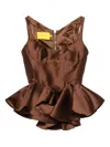 Marques' Almeida Mikado Peplum Corset In Brown