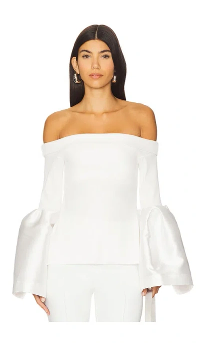 Marques' Almeida Mikado Rib Jersey Off The Shoulder Top In White
