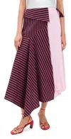 Marques' Almeida Mixed Stripes Patchwork Wrap Midi Skirt Pink In Multi