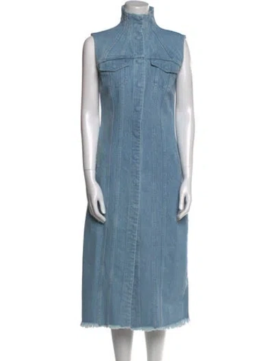 Pre-owned Marques' Almeida Mock Neck Long Dress W/ Tags In Blue