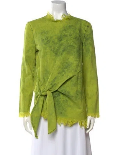 Pre-owned Marques' Almeida Mock Neck Long Sleeve Blouse In Green