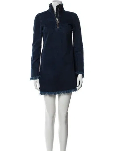 Pre-owned Marques' Almeida Mock Neck Mini Dress In Blue
