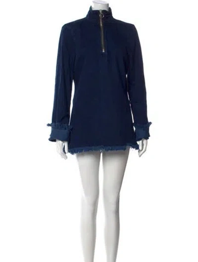 Pre-owned Marques' Almeida Mock Neck Mini Dress In Blue