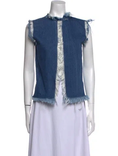 Pre-owned Marques' Almeida Mock Neck Sleeveless Top In Blue