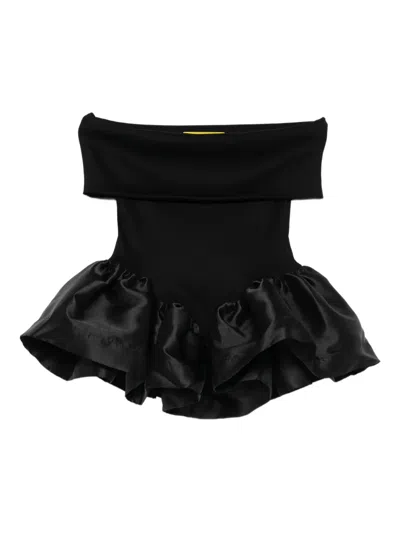 Marques' Almeida Off-shoulder Peplum Top In Black