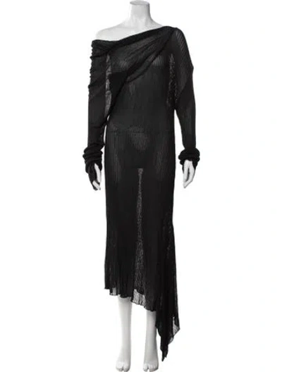 Pre-owned Marques' Almeida Off-the-shoulder Long Dress In Black