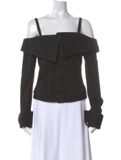Pre-owned Marques' Almeida Off-the-shoulder Long Sleeve Top W/ Tags In Gray
