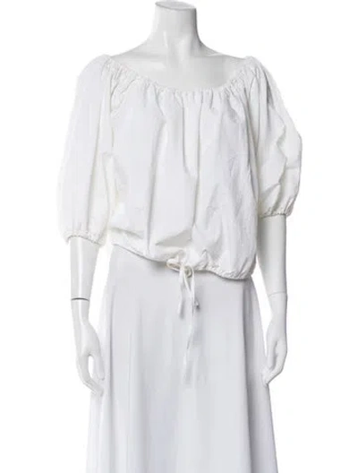 Pre-owned Marques' Almeida Off-the-shoulder Three-quarter Sleeve Top In Neutral