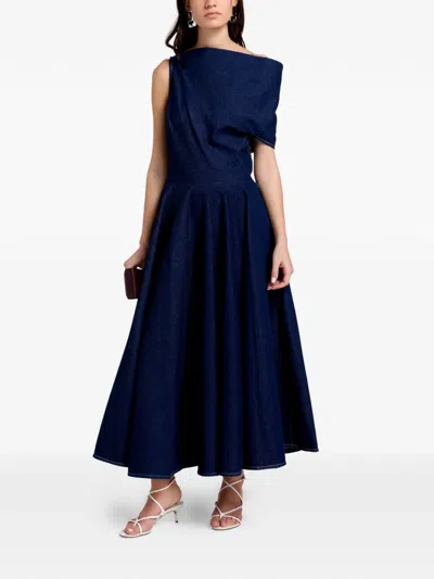 Marques' Almeida One-shoulder A-line Midi Dress In Blue