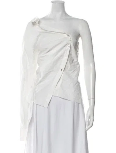 Pre-owned Marques' Almeida One-shoulder Long Sleeve Top In White