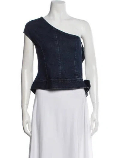 Pre-owned Marques' Almeida One-shoulder Short Sleeve Top In Blue