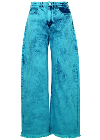 Marques' Almeida Blue Tie-dye Boyfriend Jeans In Turquoise