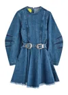 Marques' Almeida Panelled Belted Denim Mini Dress In Blue