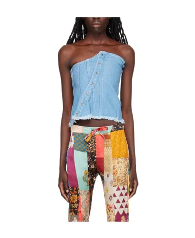 MARQUES' ALMEIDA PATCHWORK DENIM CORSET TOP