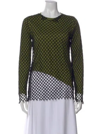 Pre-owned Marques' Almeida Patterned Crew Neck Top In Green