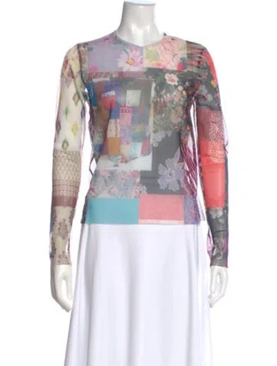 Pre-owned Marques' Almeida Patterned Crew Neck Top In White