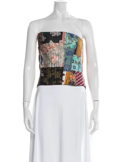 Pre-owned Marques' Almeida Patterned Strapless Top In Multicolor
