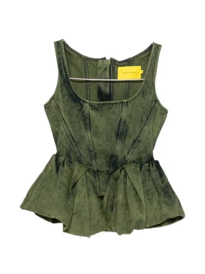 Marques' Almeida Peplum Corset Top In Green