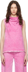 Marques' Almeida Pink Cowl Denim Tank Top In Pink