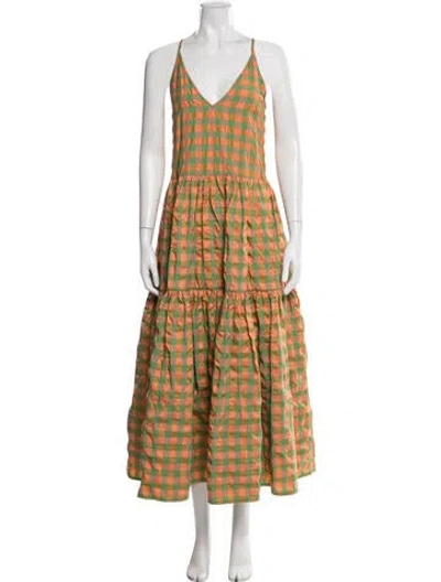 Pre-owned Marques' Almeida Plaid Print Long Dress In Multi