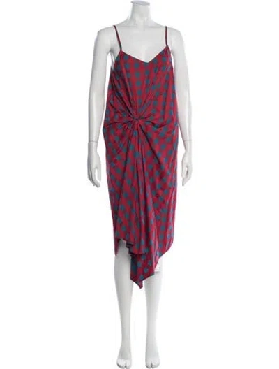 Pre-owned Marques' Almeida Plaid Print Midi Length Dress In Red