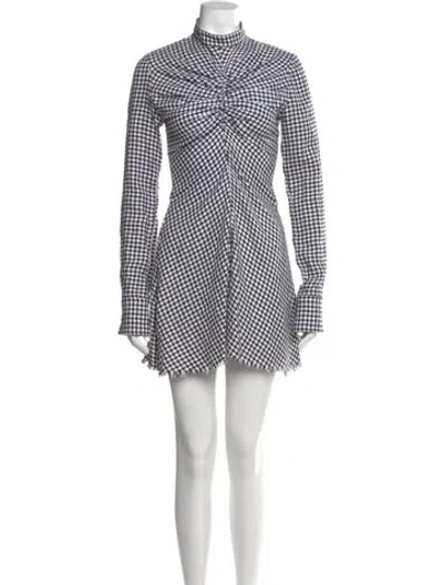Pre-owned Marques' Almeida Plaid Print Mini Dress In White