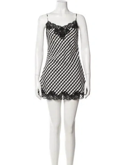 Pre-owned Marques' Almeida Plaid Print Mini Dress In White