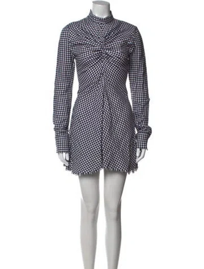 Pre-owned Marques' Almeida Plaid Print Mini Dress In White