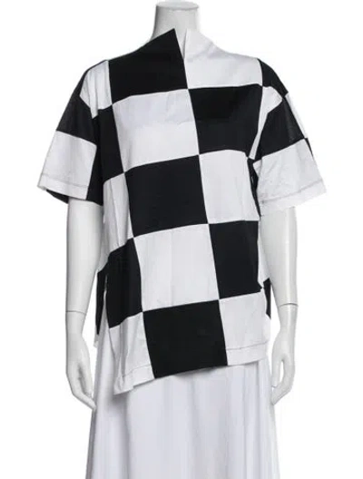 Pre-owned Marques' Almeida Plaid Print Mock Neck Top In Multi