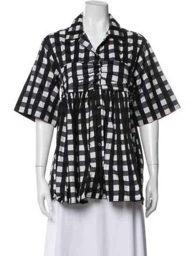Pre-owned Marques' Almeida Plaid Print Short Sleeve Button-up Top In Multi