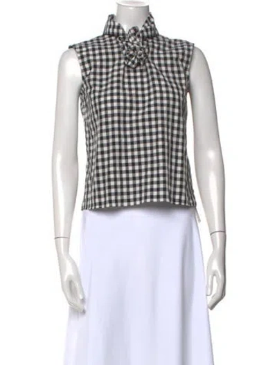 Pre-owned Marques' Almeida Plaid Print Sleeveless Crop Top In Black