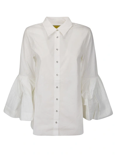 Marques' Almeida Pleated Puff Sleeve Shirt In White