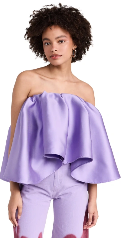 Marques' Almeida Pleated Strapless Top Lilac