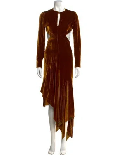 Pre-owned Marques' Almeida Plunge Neckline Midi Length Dress In Brown