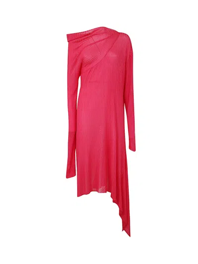 Marques' Almeida Marques'almeida Draped Asymmetric Knit Dress In Pink