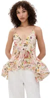 Marques' Almeida Printed Chiffon Strappy Top White In White