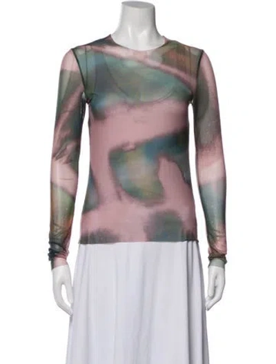 Pre-owned Marques' Almeida Printed Crew Neck Top In Multicolor